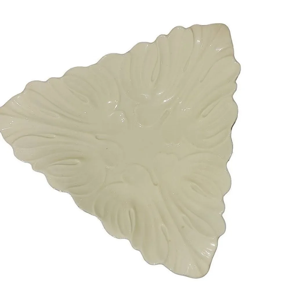 Lenox Triangle Ivory Porcelain Candy Nut Dish Gold Rim Decorative Bowl